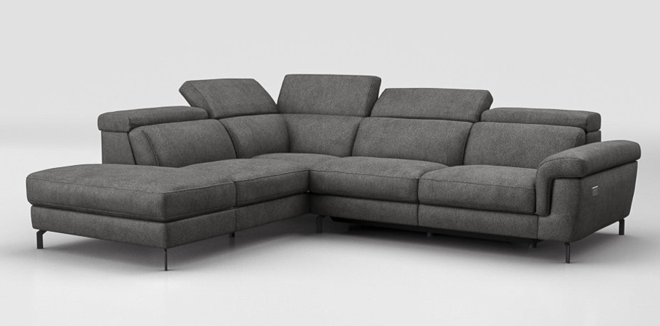 Praticello - corner sofa with 1 electric recliner - left peninsula